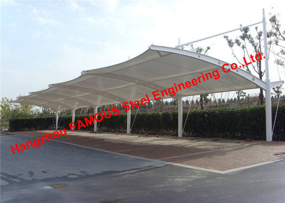 Trung Quốc Tiêu chuẩn Châu Âu Chứng nhận Tiêu chuẩn Châu Âu Màng kéo cong có kết cấu Bãi đậu xe Ô tô Chú ý đến Lớp phủ mái bằng vải PVDF nhà cung cấp