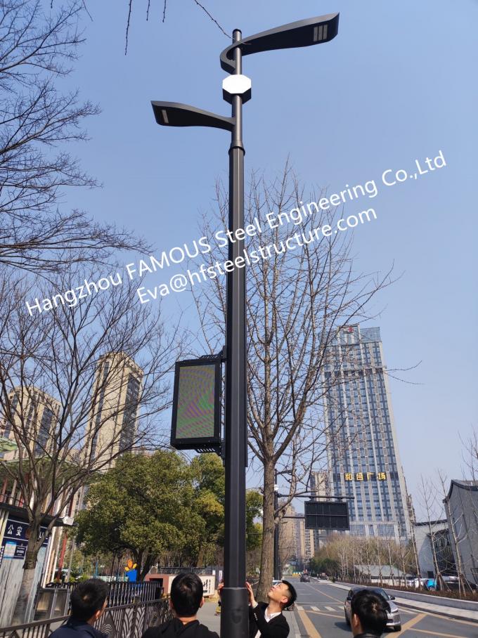 Cột đèn đường bằng thép mạ kẽm tích hợp với màn hình ánh sáng LED Biển báo đường 1